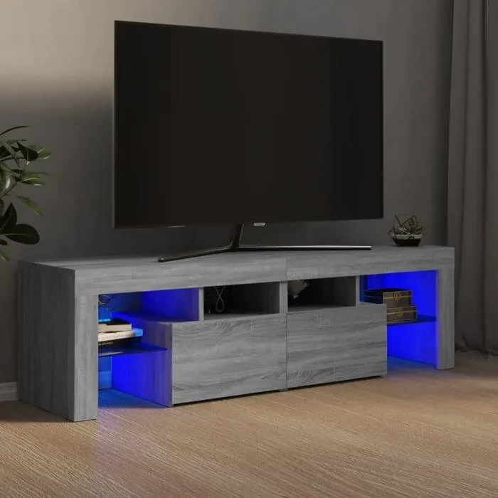 vidaXL Meuble TV avec lumières LED Sonoma gris 140x36,5x40 cm 815670