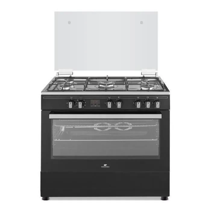 CONTINENTAL EDISON Cuisinière piano four multifonctions catalyse 95L affichage digital L90 xH85 cm NOIR MAT ET INOX