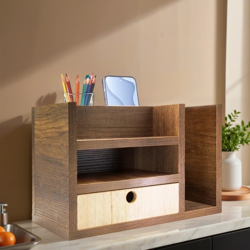 Bibliothèque Étagère de Bureau avec petit tiroir