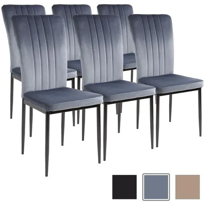 Chaises de salle à manger - ALBATROS - Modena - Lot de 6 - Gris - Testées SGS